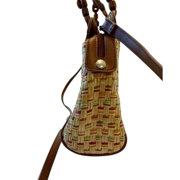 Vintage Etienne Aigner Woven Wood Brown Hand/Long Strap Boho Style Purse - Picture 5 of 14